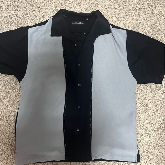 Milano Black and Gray Casual Button-Down Shirt - Picture 1 of 4